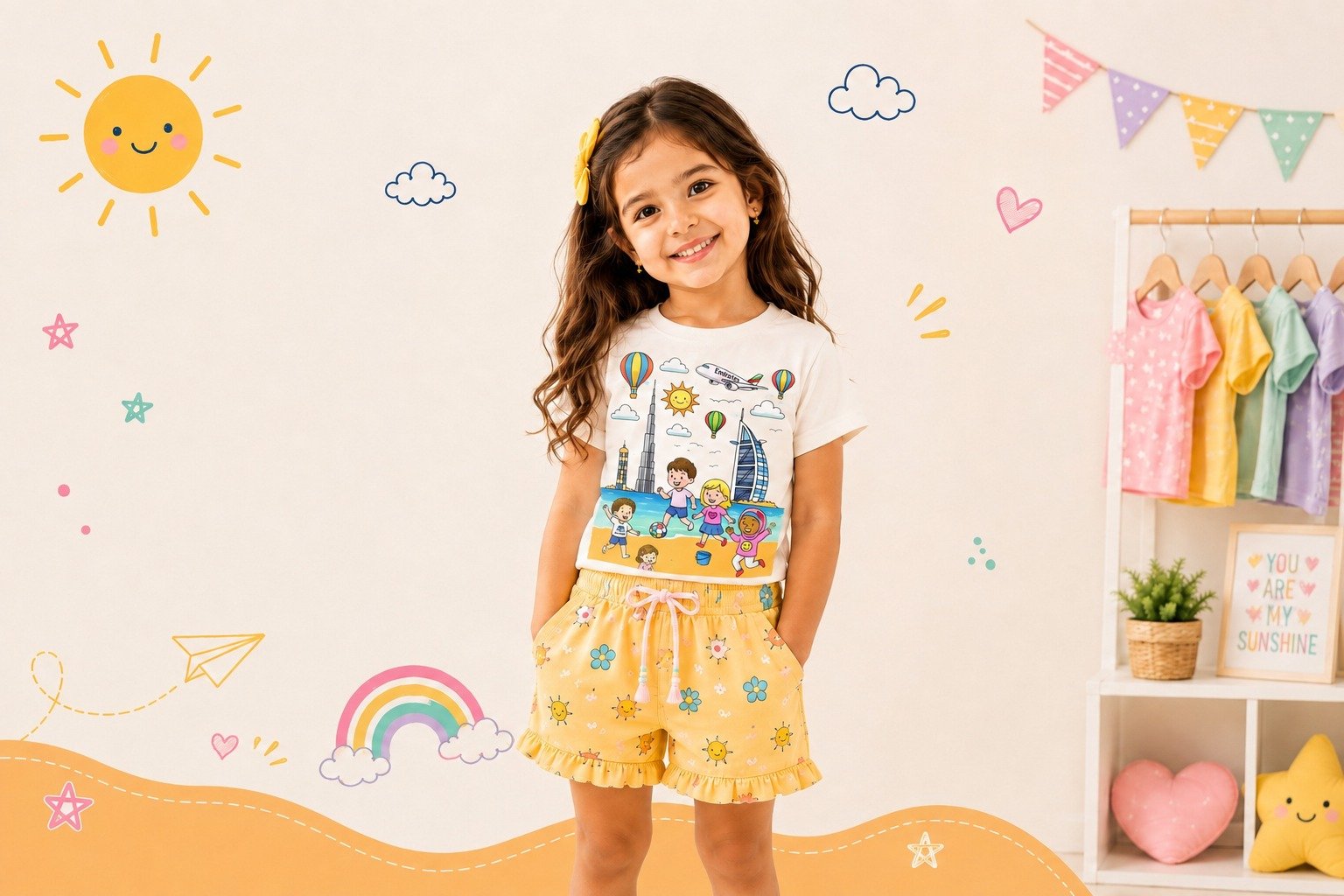Child creating artwork on a Rifda ColorMe T-shirt