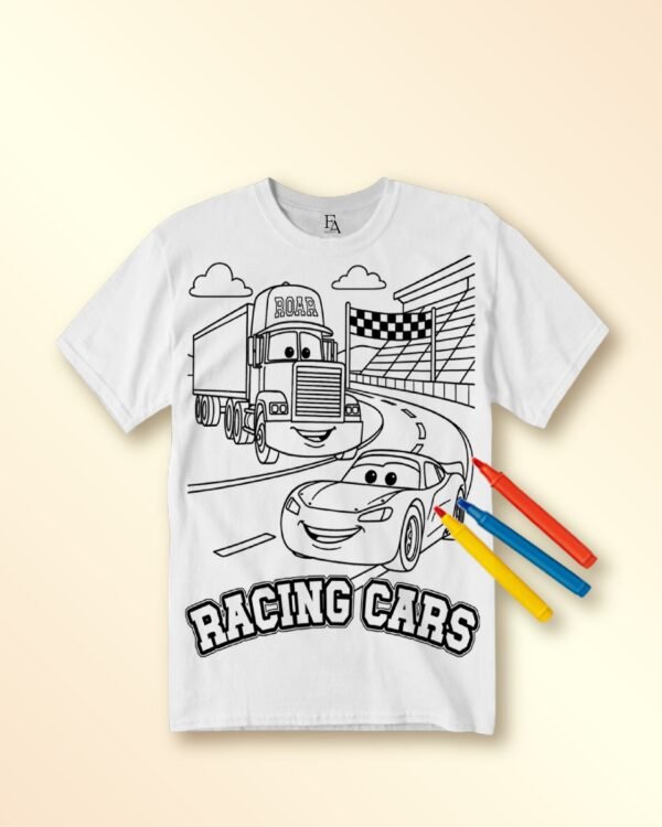 Rifda Colorme Washable Reusable Racing Cars T-shirt