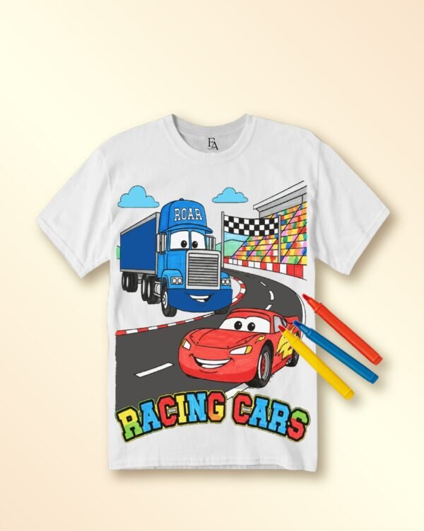 Rifda Colorme Washable Reusable Racing Cars T-shirt